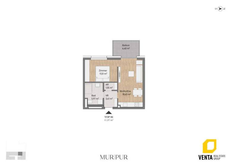 Wohnung zum Kauf 191.390 € 2 Zimmer 41,1 m² 1. Geschoss Lagergasse 56 Gries Graz 8020