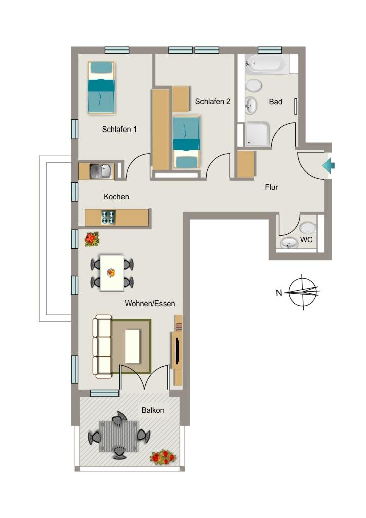 Wohnung zur Miete 1.162 € 3,5 Zimmer 80,6 m²<br/>Wohnfläche 3.<br/>Geschoss 01.02.2025<br/>Verfügbarkeit Wielandstraße 94 Grumme Bochum 44791