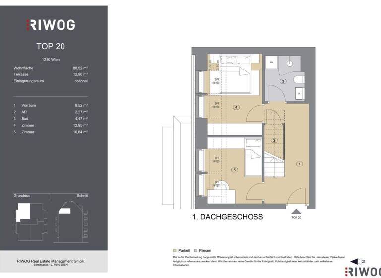 Wohnung zum Kauf - Erstbezug 599.000 € 3 Zimmer 88,5 m² 6. Geschoss Bahnsteggasse 4 Wien 1210