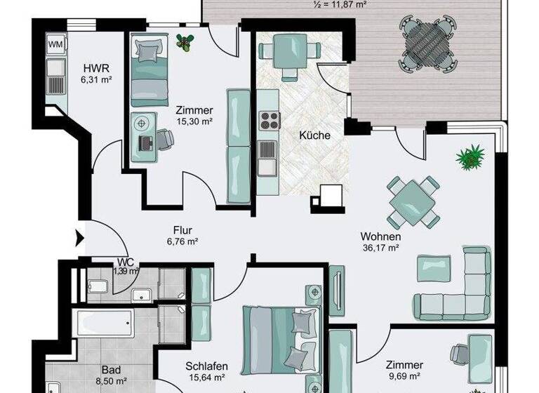 Penthouse zur Miete 1.450 € 4 Zimmer 112,8 m² Nadorst Oldenburg 26125