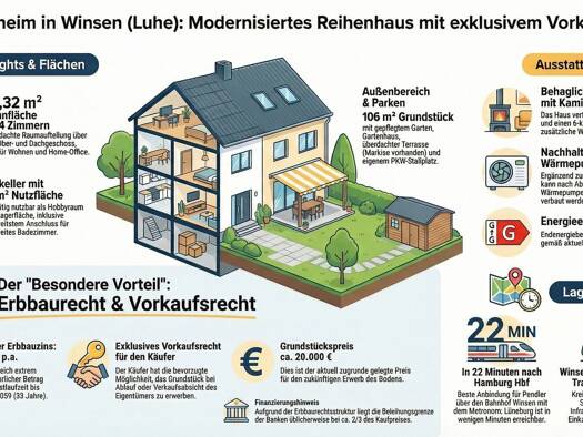 Reihenmittelhaus zum Kauf 195.000 € 4 Zimmer 88,3 m² 106 m² Grundstück Winsen Winsen (Luhe) 21423