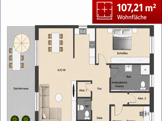 Penthouse zum Kauf - Erstbezug provisionsfrei 387.700 € 3 Zimmer 107,2 m² Donaueschingen Donaueschingen 78166