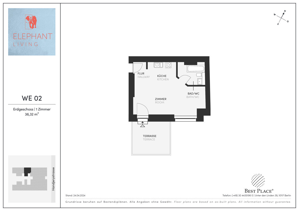 Wohnung zum Kauf provisionsfrei 182.000 € 1 Zimmer 36,3 m²<br/>Wohnfläche EG<br/>Geschoss Handjerystraße 36 Adlershof Berlin 12489