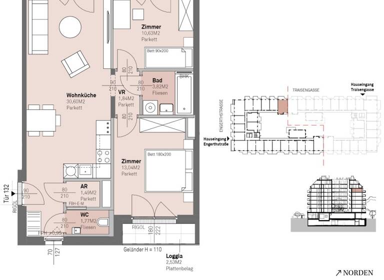 Wohnung zum Kauf - Erstbezug 523.200 € 3 Zimmer 63,2 m² 6. Geschoss frei ab 30.06.2028 Engerthstraße 111 Wien 1200