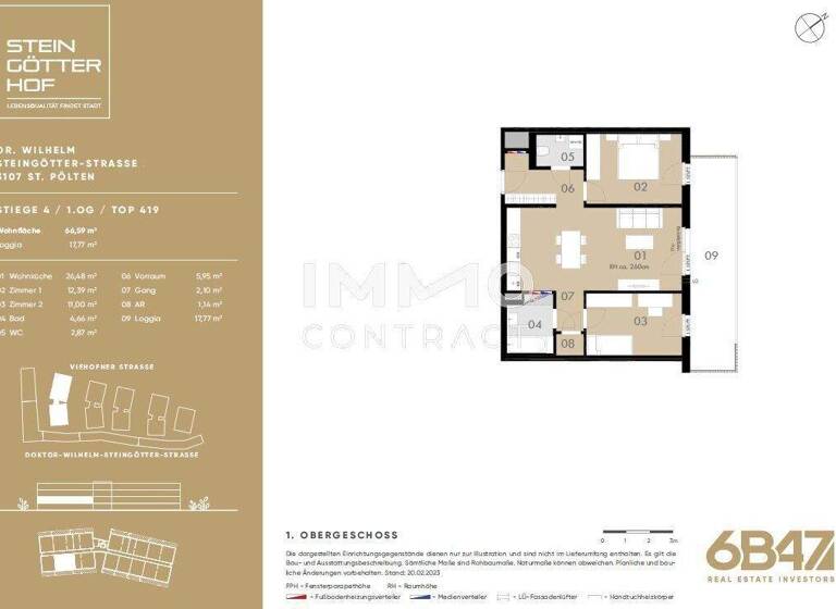 Wohnung zum Kauf - Erstbezug provisionsfrei 226.500 € 3 Zimmer 66,6 m² Teufelhof St. Pölten 3100