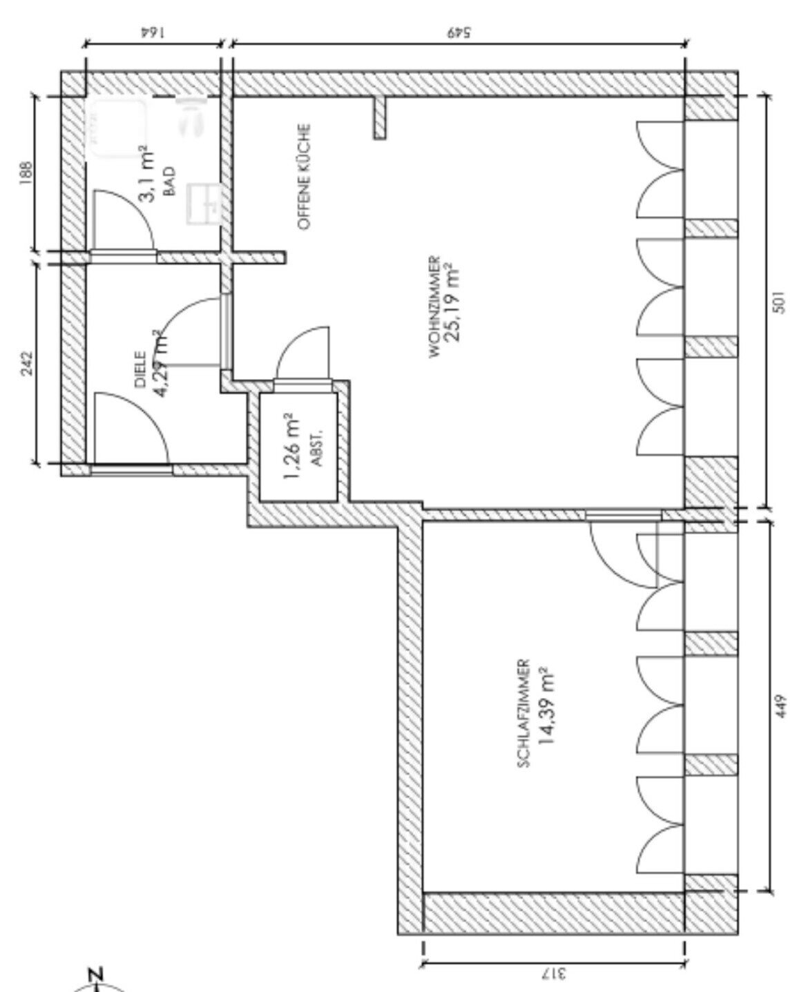 Wohnung zur Miete 895 € 2 Zimmer 48 m²<br/>Wohnfläche 1.<br/>Geschoss ab sofort<br/>Verfügbarkeit Galgenhof Nürnberg 90459