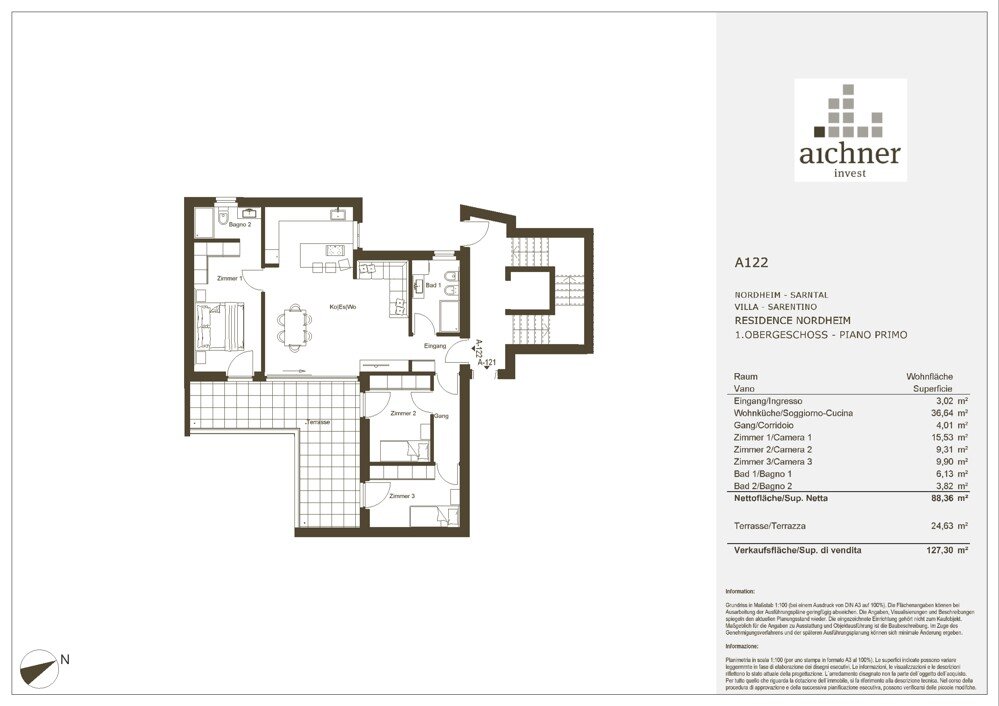 Wohnung zum Kauf 4 Zimmer 88,4 m²<br/>Wohnfläche Nordheim 38 Sarentino 39058