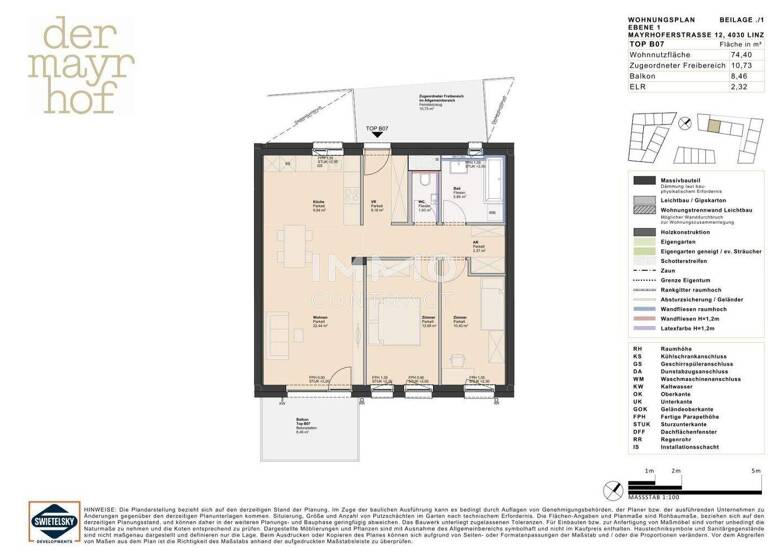 Wohnung zum Kauf - Erstbezug 315.000 € 3 Zimmer 74,4 m² Ufer Linz 4030