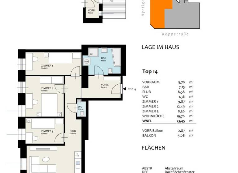 Wohnung zum Kauf - Erstbezug 449.000 € 4 Zimmer 73,5 m² 1. Geschoss Wien 1160