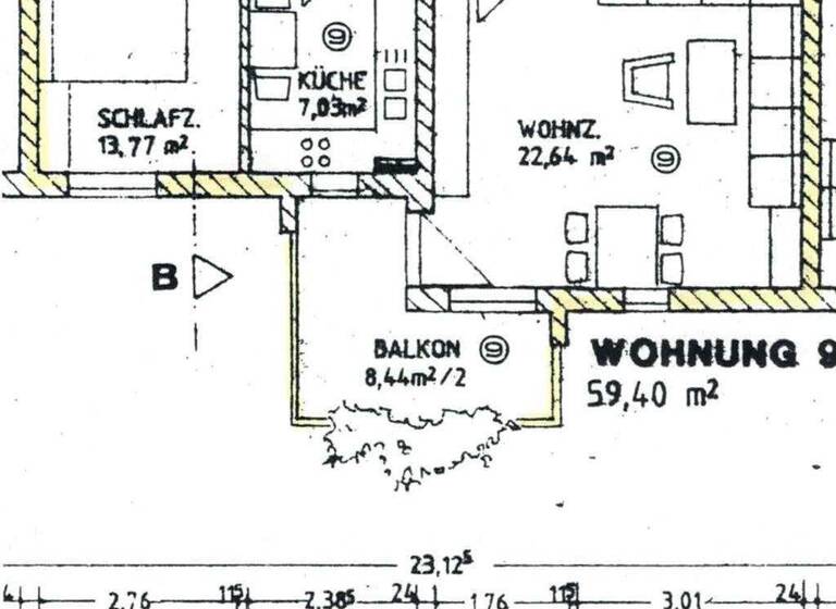 Wohnung zur Miete 540 € 2 Zimmer 59,4 m² 1. Geschoss frei ab 01.05.2026 Geisenhausen 84144