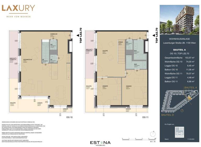 Wohnung zum Kauf - Erstbezug 1.450.000 € 4 Zimmer 153,5 m² 10. Geschoss Südtiroler Platz Wien 1040