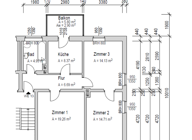Wohnung zur Miete 446 € 3 Zimmer 74,3 m² 1. Geschoss frei ab sofort Clausnitz Rechenberg-Bienenmühle 09623