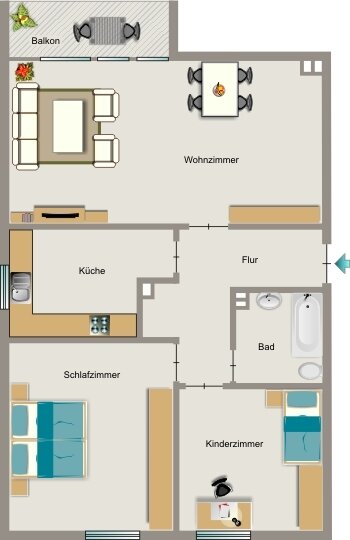 Wohnung zur Miete 468 € 3,5 Zimmer 72 m²<br/>Wohnfläche 2.<br/>Geschoss Brinkhofstraße 27 Volksgarten  /  Mühlenstraße Iserlohn 58642