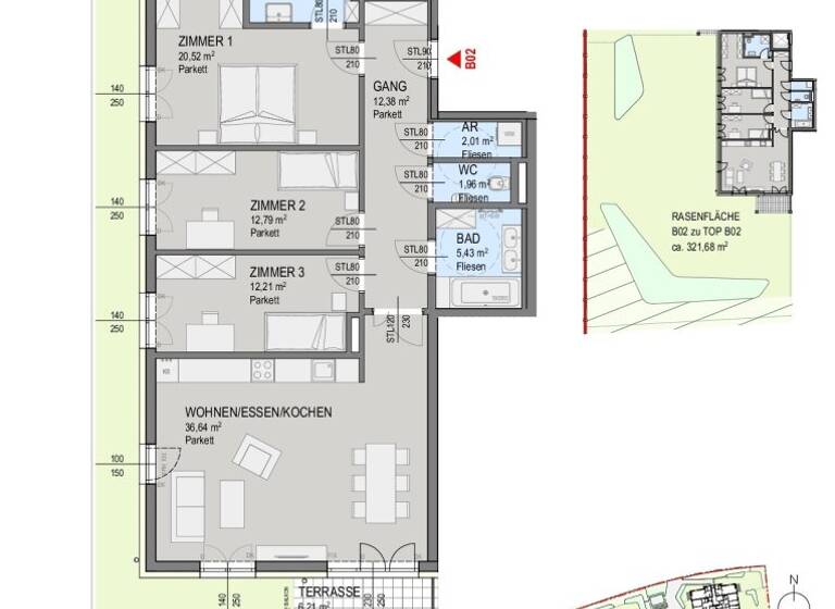 Wohnung zum Kauf - Erstbezug 824.600 € 4 Zimmer 109,4 m² EG Helenenstraße 1 Baden 2500