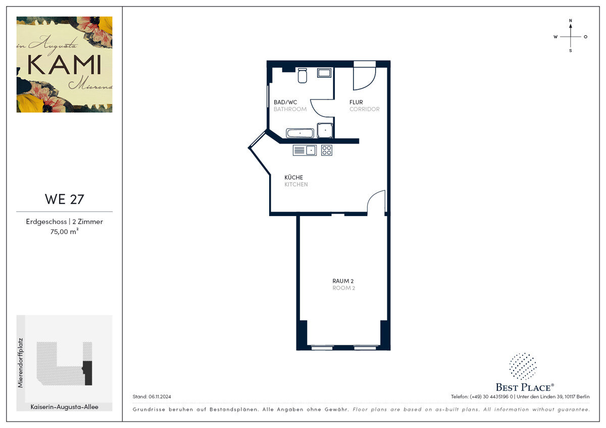 Wohnung zum Kauf provisionsfrei 338.000 € 2 Zimmer 69,1 m²<br/>Wohnfläche EG<br/>Geschoss ab sofort<br/>Verfügbarkeit Kaiserin-Augusta-Allee 49 Charlottenburg Berlin 10589