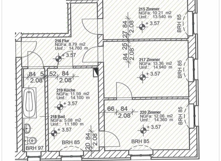 Wohnung zur Miete 555 € 3 Zimmer 61,5 m² 1. Geschoss frei ab sofort Bautzner Landstrasse 136 Bühlau/Weißer Hirsch Dresden 01324