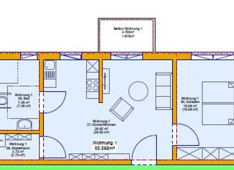 Wohnung zum Kauf provisionsfrei 216.720 € 2,5 Zimmer 55,6 m² 1. Geschoss Oberdachstetten 91617