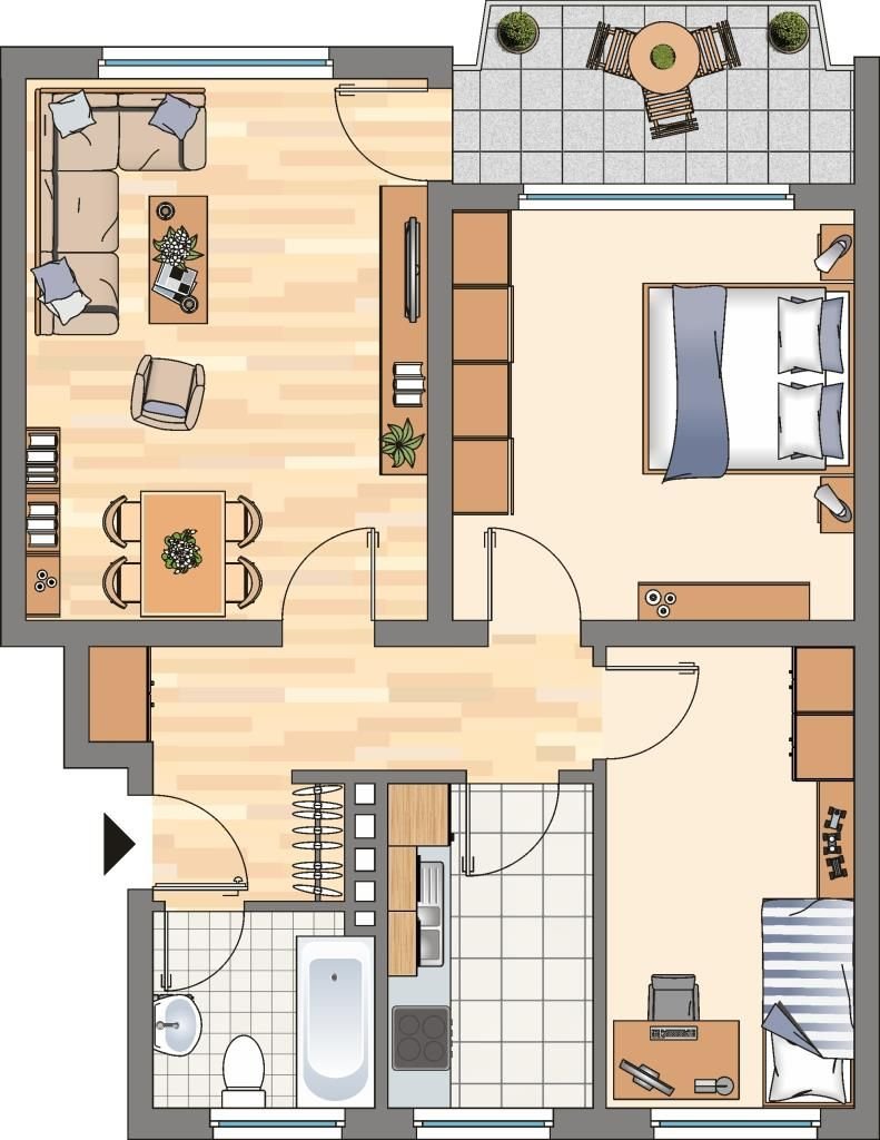 Wohnung zur Miete 559 € 3,5 Zimmer 64,5 m²<br/>Wohnfläche 1.<br/>Geschoss Liebigstraße 26 Rauxel - Nord Castrop-Rauxel 44579