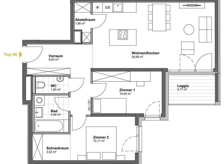 WG-Zimmer zum Kauf - Erstbezug 393.500 € 3,5 Zimmer 71,1 m² 1. Geschoss Wien 1100