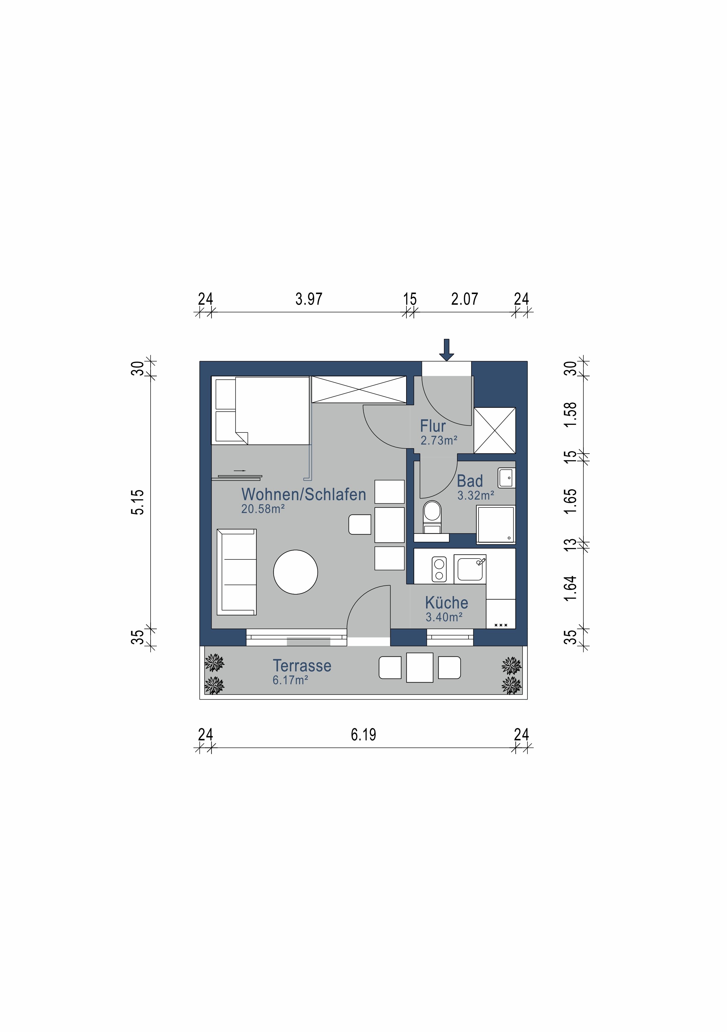 Wohnung zur Miete 1.300 € 1 Zimmer 33,1 m²<br/>Wohnfläche 2.<br/>Geschoss Solln München 81479