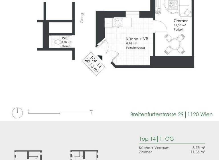 Wohnung zum Kauf 63.000 € 1 Zimmer 20,1 m² 1. Geschoss Wien 1120