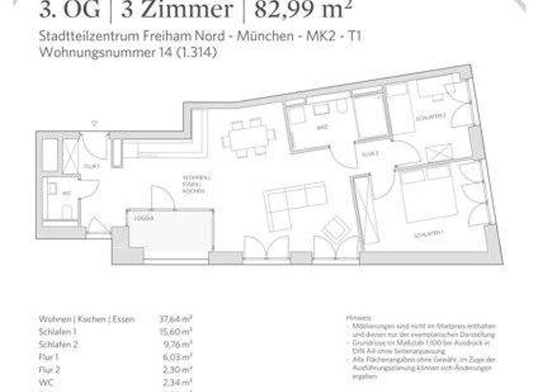 Wohnung zur Miete 2.018 € 3 Zimmer 83 m² 3. Geschoss frei ab 29.03.2026 Margarete-Vollmar-Str. 2 Aubing-Lochhausen-Langwied München 81248