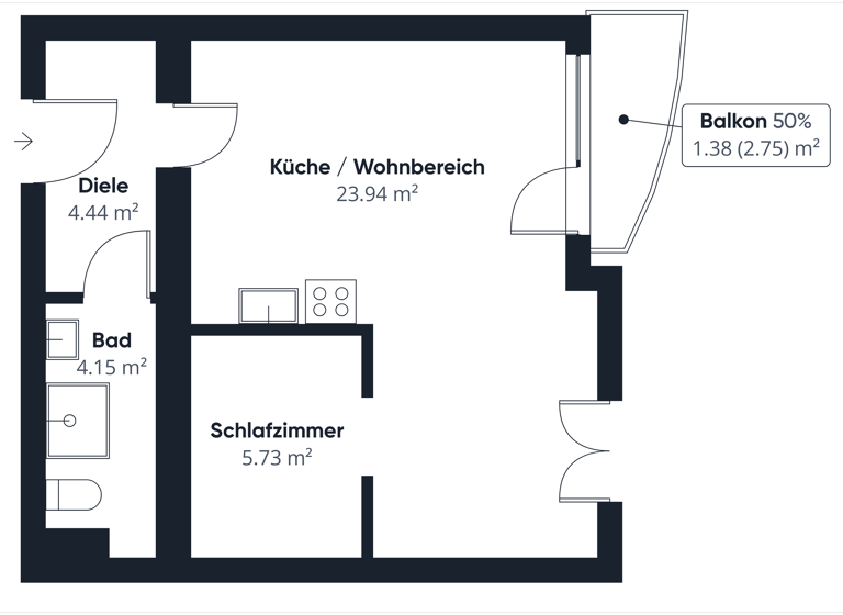 Wohnung zum Kauf 130.000 € 1,5 Zimmer 41 m² 2. Geschoss Trier-West-Pallien Trier 54294