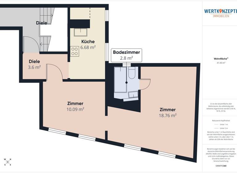 Wohnung zur Miete 635 € 2 Zimmer 41,9 m² EG frei ab sofort St. Lorenz Nord Lübeck 23554