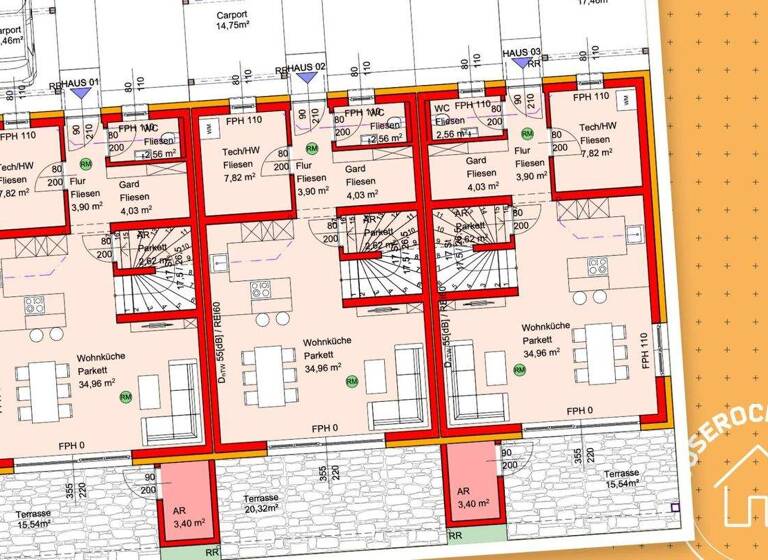 Reihenendhaus zum Kauf - Erstbezug 410.000 € 4 Zimmer 107,8 m² Saxen 4351