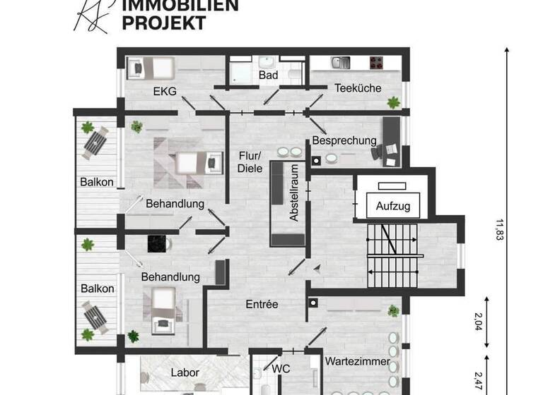 Praxis zum Kauf 385.000 € 7 Zimmer 125,3 m² Bürofläche teilbar von 63 m² bis 63 m² Friedrich-Ebert-Straße 14D Hammerstatt Bayreuth 95448