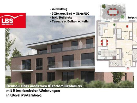Wohnung zum Kauf provisionsfrei 325.000 € 3 Zimmer 76,4 m² Fusternberg/Wackenbruch Wesel 46485