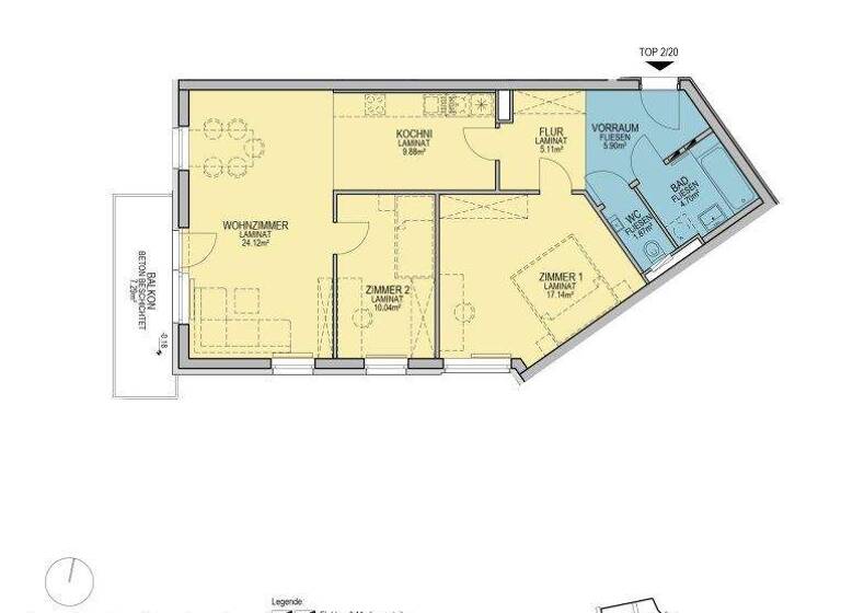 Wohnung zur Miete - Erstbezug 1.030 € 3 Zimmer 78,8 m² 3. Geschoss Stadionstraße Wiener Neustadt 2700