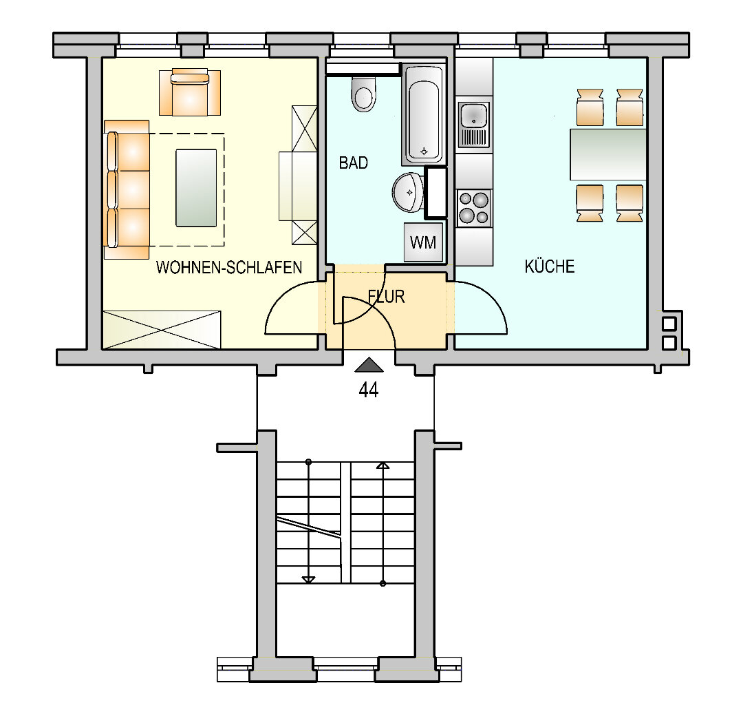 Wohnung zur Miete 289 € 1 Zimmer 36,2 m²<br/>Wohnfläche 1.<br/>Geschoss 01.04.2025<br/>Verfügbarkeit Benzstr. 11 Zellerau Würzburg 97082