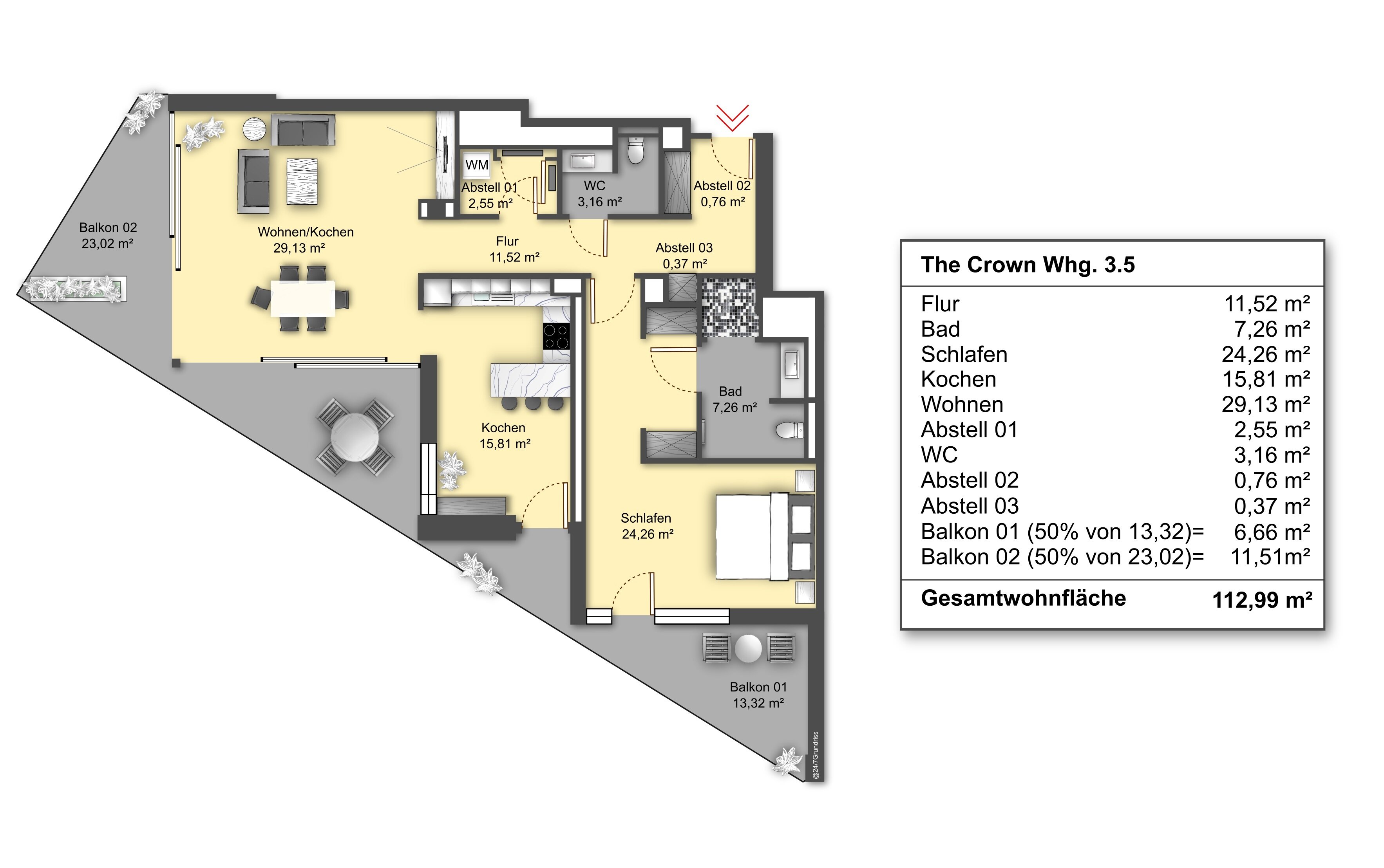 Wohnung zum Kauf 2.399.000 € 2 Zimmer 112 m²<br/>Wohnfläche 10.<br/>Geschoss ab sofort<br/>Verfügbarkeit HafenCity Hamburg 20457