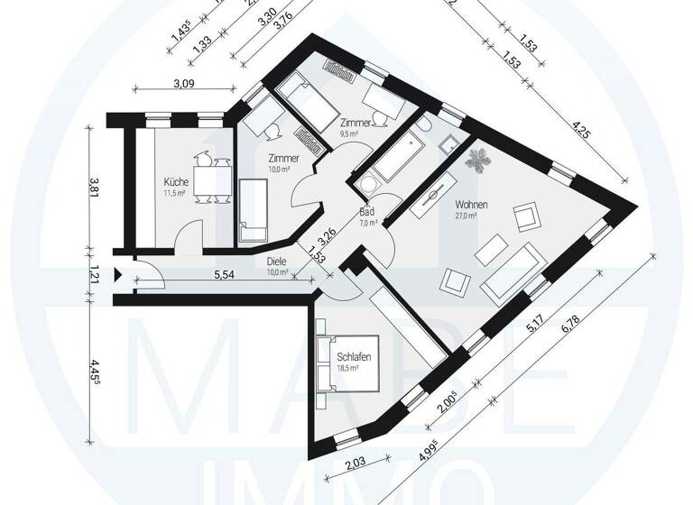 WG-Zimmer zur Miete 561 € 4 Zimmer 93,5 m² Geschoss 1/3 frei ab 01.07.2026 Chemnitzer Straße 60 Grünhainichen 09579