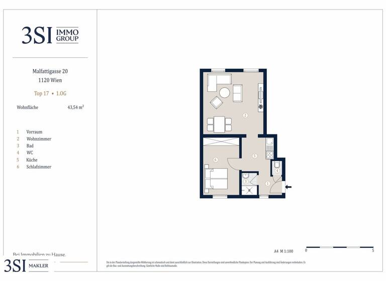 Wohnung zum Kauf 203.000 € 2 Zimmer 43,5 m² 1. Geschoss Malfattigasse 20 Wien 1120