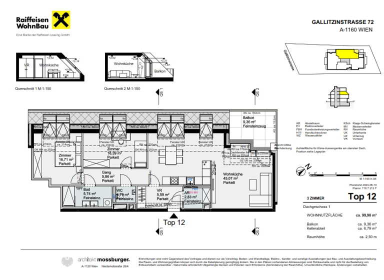 Wohnung zum Kauf provisionsfrei 859.700 € 3 Zimmer 100 m² 2. Geschoss Wien 1160