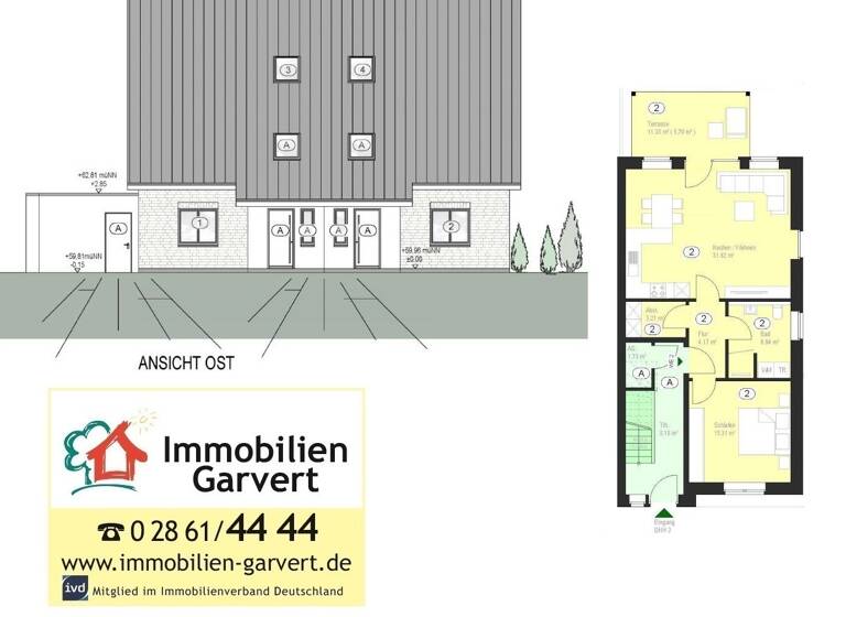 Terrassenwohnung zum Kauf - Erstbezug provisionsfrei 251.000 € 2 Zimmer 67 m² Gescher 48712