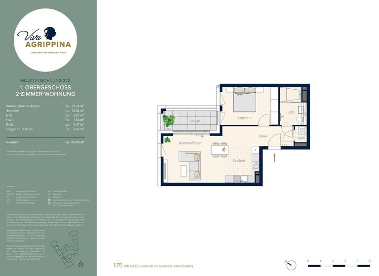 Wohnung zum Kauf - Erstbezug 529.900 € 2 Zimmer 60,8 m² 1. Geschoss Altstadt-Nord Köln 50668