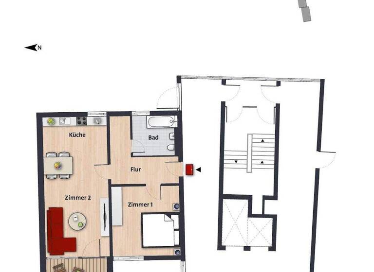 Wohnung zur Miete 418 € 2 Zimmer 58,9 m² 2. Geschoss frei ab sofort Theodor-Heuss-Str. 28 Detmerode Wolfsburg 38444