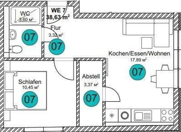 Wohnung zum Kauf provisionsfrei 162.000 € 2 Zimmer 38,6 m² 1. Geschoss frei ab 01.12.2026 Pfullendorf 88630