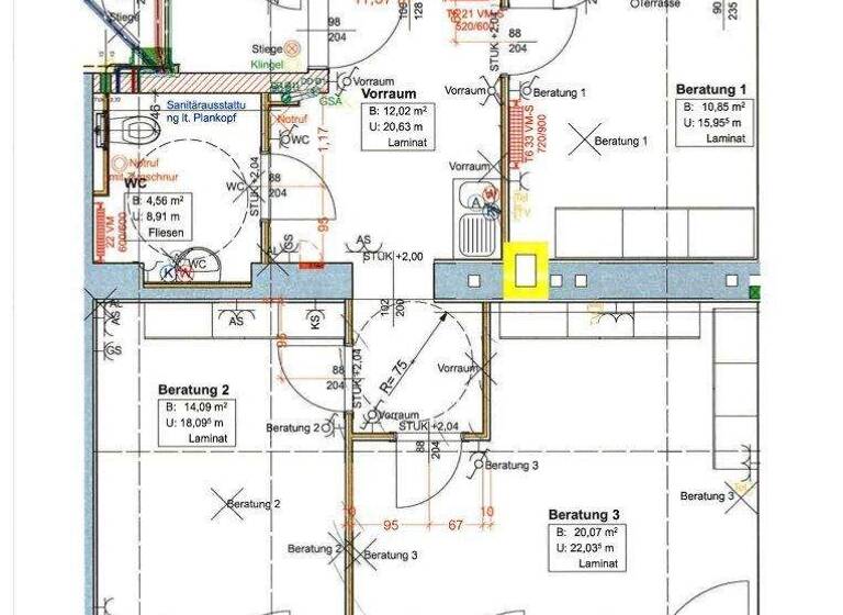 Praxisfläche zur Miete 552 € 3 Zimmer 61,6 m² Bürofläche Hollabrunn 2020