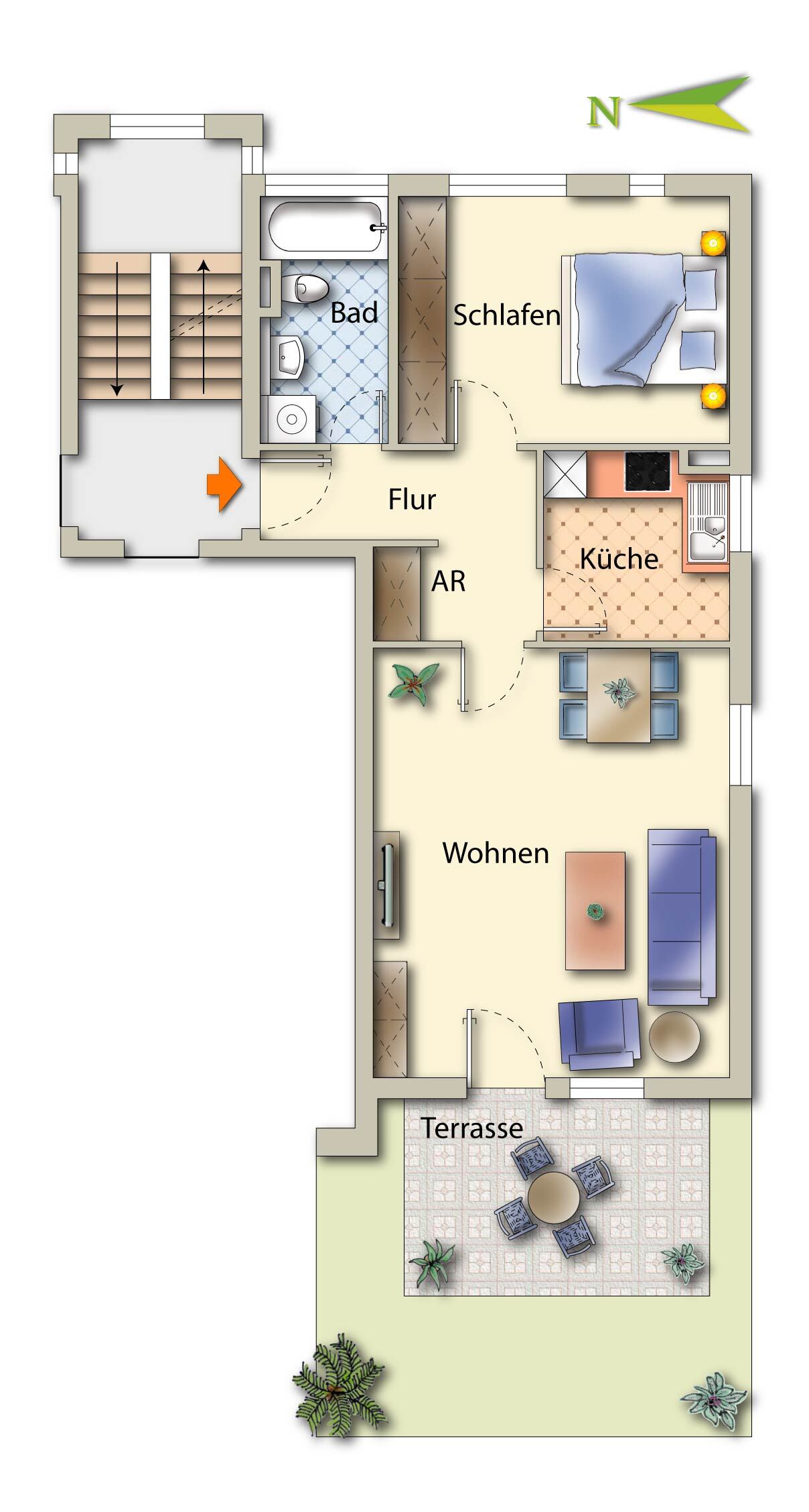 Wohnung zum Kauf 119.000 € 2 Zimmer 61,4 m²<br/>Wohnfläche EG<br/>Geschoss ab sofort<br/>Verfügbarkeit Geigengrund Hof 95030