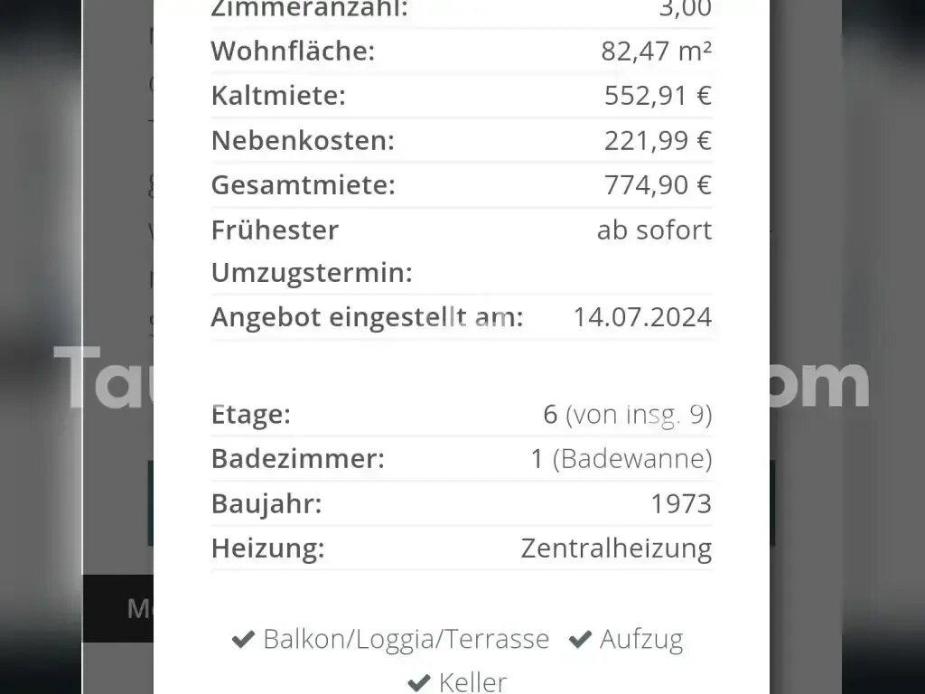 Wohnung zur Miete 775 € 3 Zimmer 82 m²<br/>Wohnfläche 6.<br/>Geschoss Marienfelde Berlin 12279