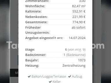 Wohnung zur Miete 775 € 3 Zimmer 82 m² 6. Geschoss Marienfelde Berlin 12279