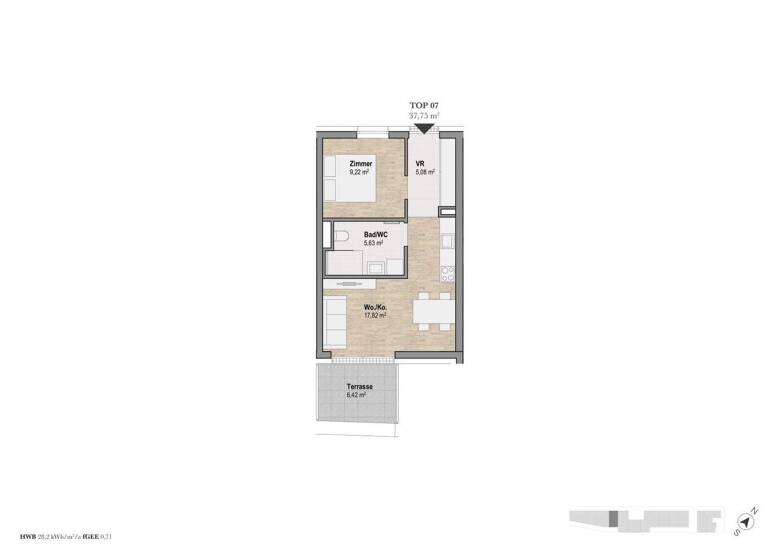 Wohnung zum Kauf - Erstbezug 205.000 € 2 Zimmer 37,8 m² 2. Geschoss Lindweg 13 Geidorf Graz 8010
