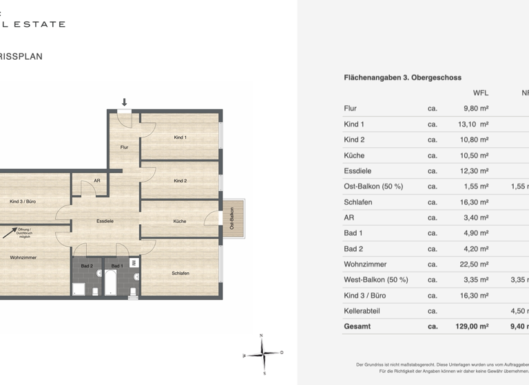 Wohnung zum Kauf 1.150.000 € 5 Zimmer 129 m² 3. Geschoss Schwabing-West München 80809