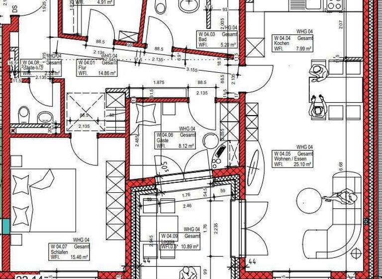 Wohnung zur Miete 1.150 € 2,5 Zimmer 89,6 m² 1. Geschoss frei ab 01.04.2026 Sonnenhügel Osnabrück 49088