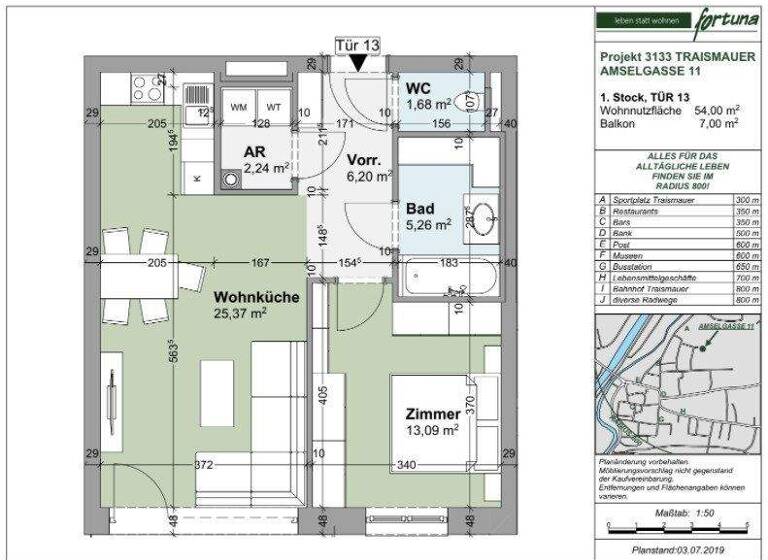 Wohnung zum Kauf 159.600 € 2 Zimmer 54 m² 1. Geschoss Amselgasse Traismauer 3133