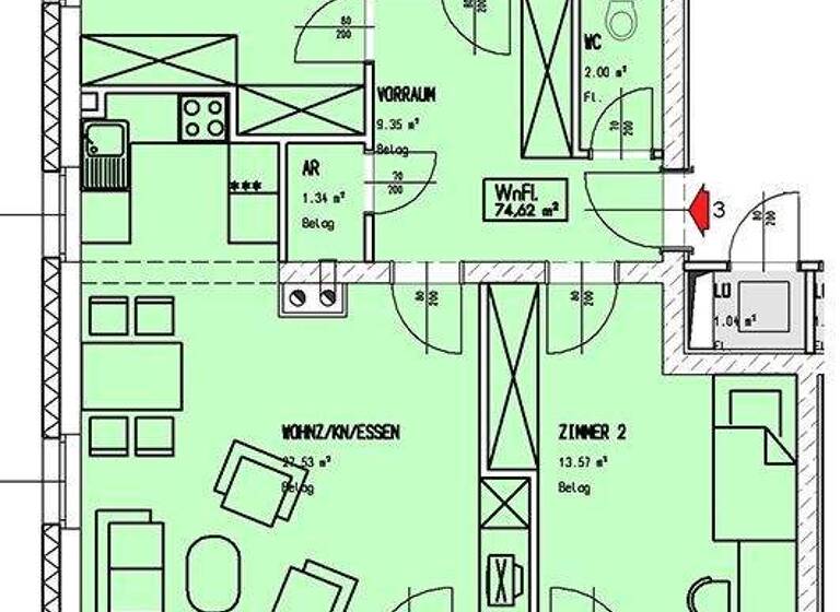 Wohnung zur Miete 771 € 74,6 m² Stronsdorf 336/3 Stronsdorf 2153